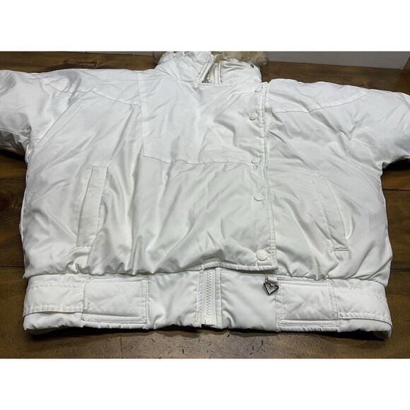 Vintage Obermeyer Sport Puffer Down Ski Parka Jacket White Fur Collar Size 8 - Picture 2 of 16